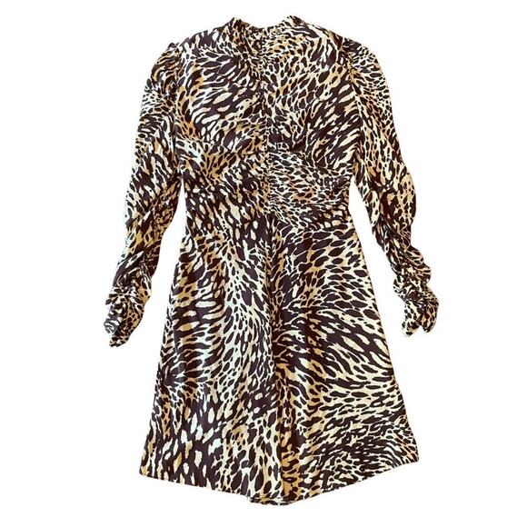 A.L.C. Marcie Silk Ruched Long Sleeve Mini Dress Size 6 752J - Picture 14 of 15